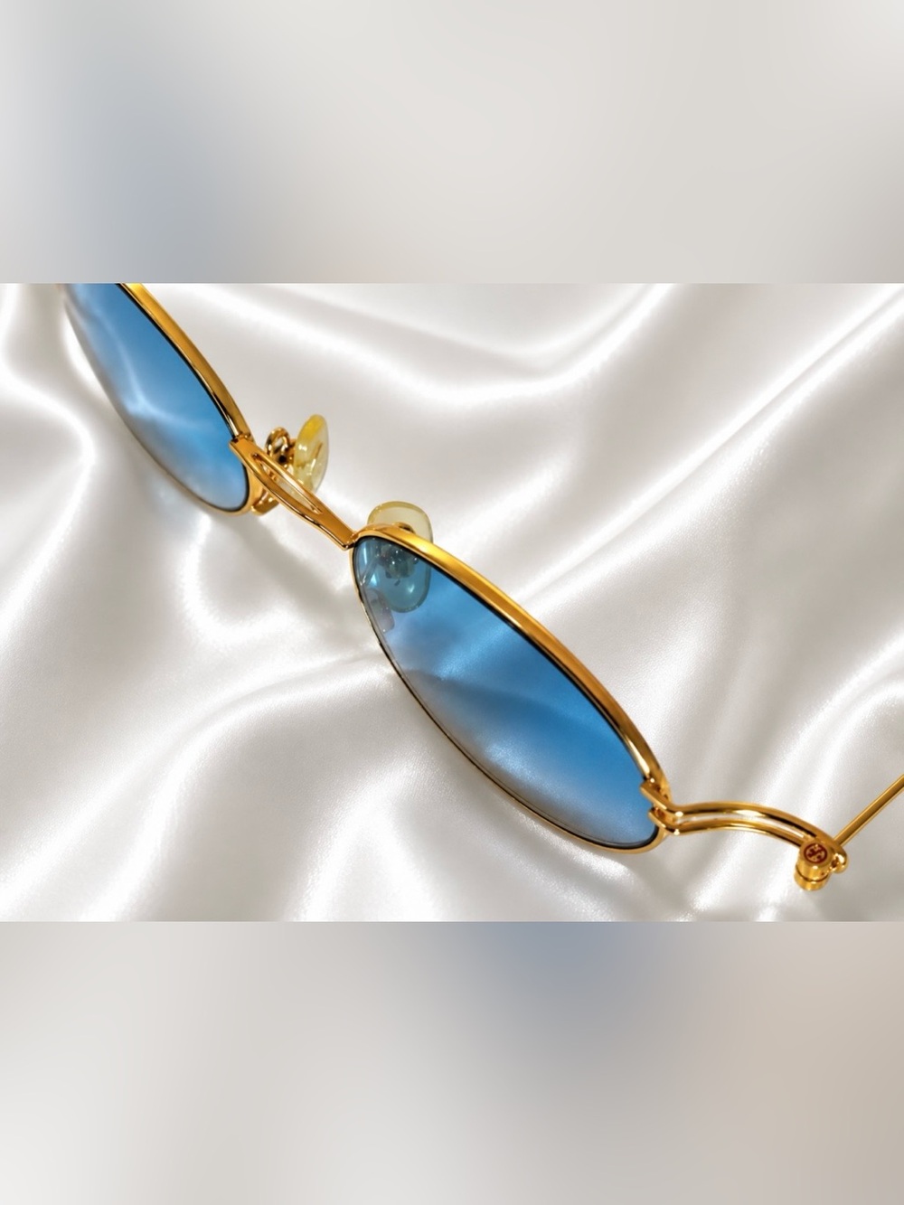 SALE Very Rare Authentic Gucci Coogi Brand Name Gold Metal Frame Blue Sunglasses - Picture 4 of 17